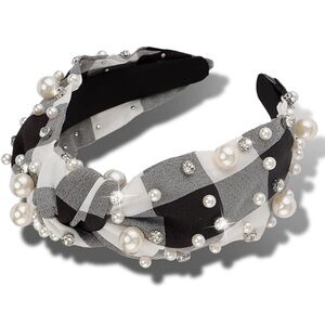 Atoden NWT Black Plaid Rhinestone Headband